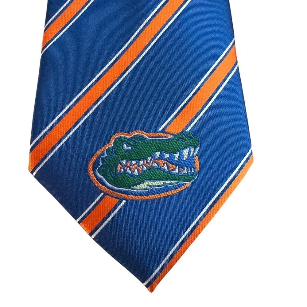 Florida Gators SEC Eagles Wings Blue & Orange Striped Men's Tie - Picture 3 of 6